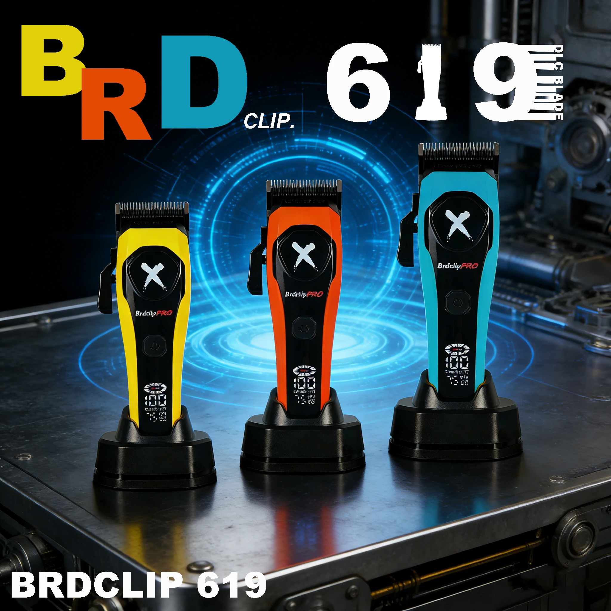 BRDCLIP Professional Hair Clippers Rechargeable Hair Trimmer Charging Base Haircut Machine DLC Blade Clippers For man BRD-619