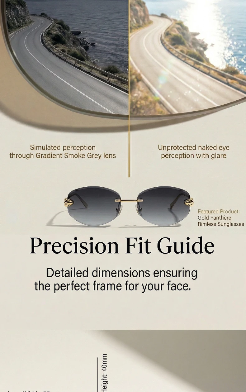 Rimless Hexagon Punk Sunglasses Women 2026 Luxury Designer Gold Leopard Head Outdoor Oval Sun Glasses Female Black Trendy Shades