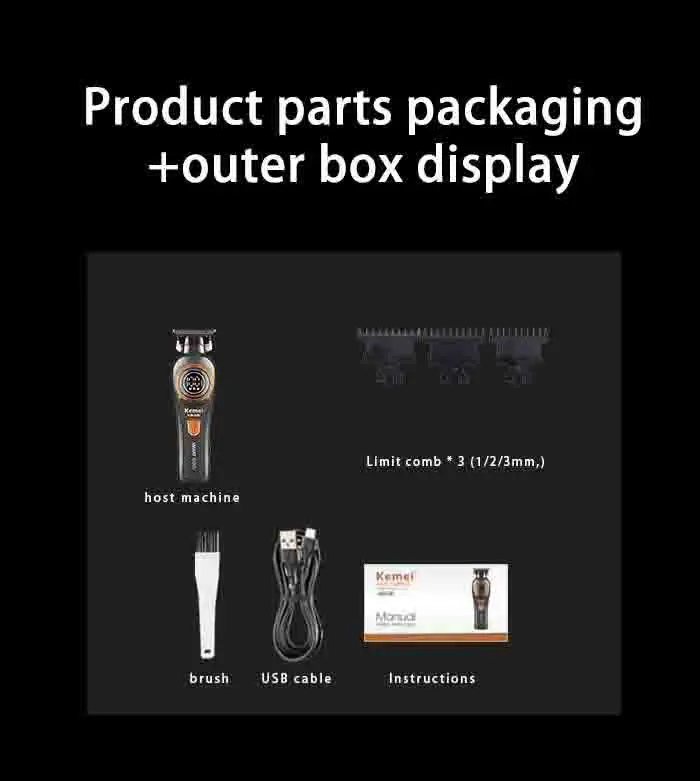 Kemei 999 Electric Hair Cut Machine Digital Display Hair Clipper Professional Cordless Precision Adjustment Trimmer Shaver Hair