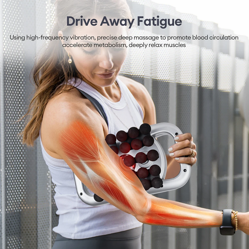 42 Heads Fascia Gun Wireless Vibration Body Massage Gun 9 Speed Red Light Deep Tissue Muscle Relax Massager for Gym Office Home