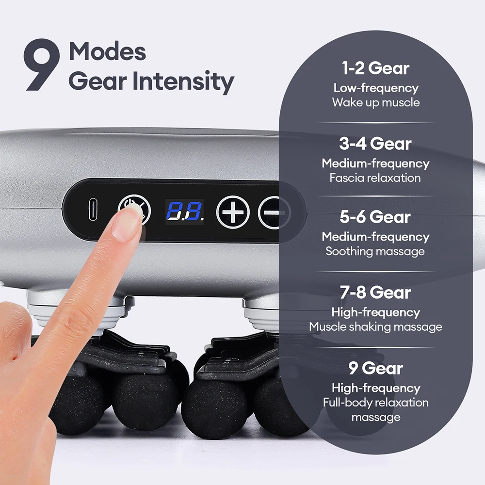42 Heads Fascia Gun Wireless Vibration Body Massage Gun 9 Speed Red Light Deep Tissue Muscle Relax Massager for Gym Office Home