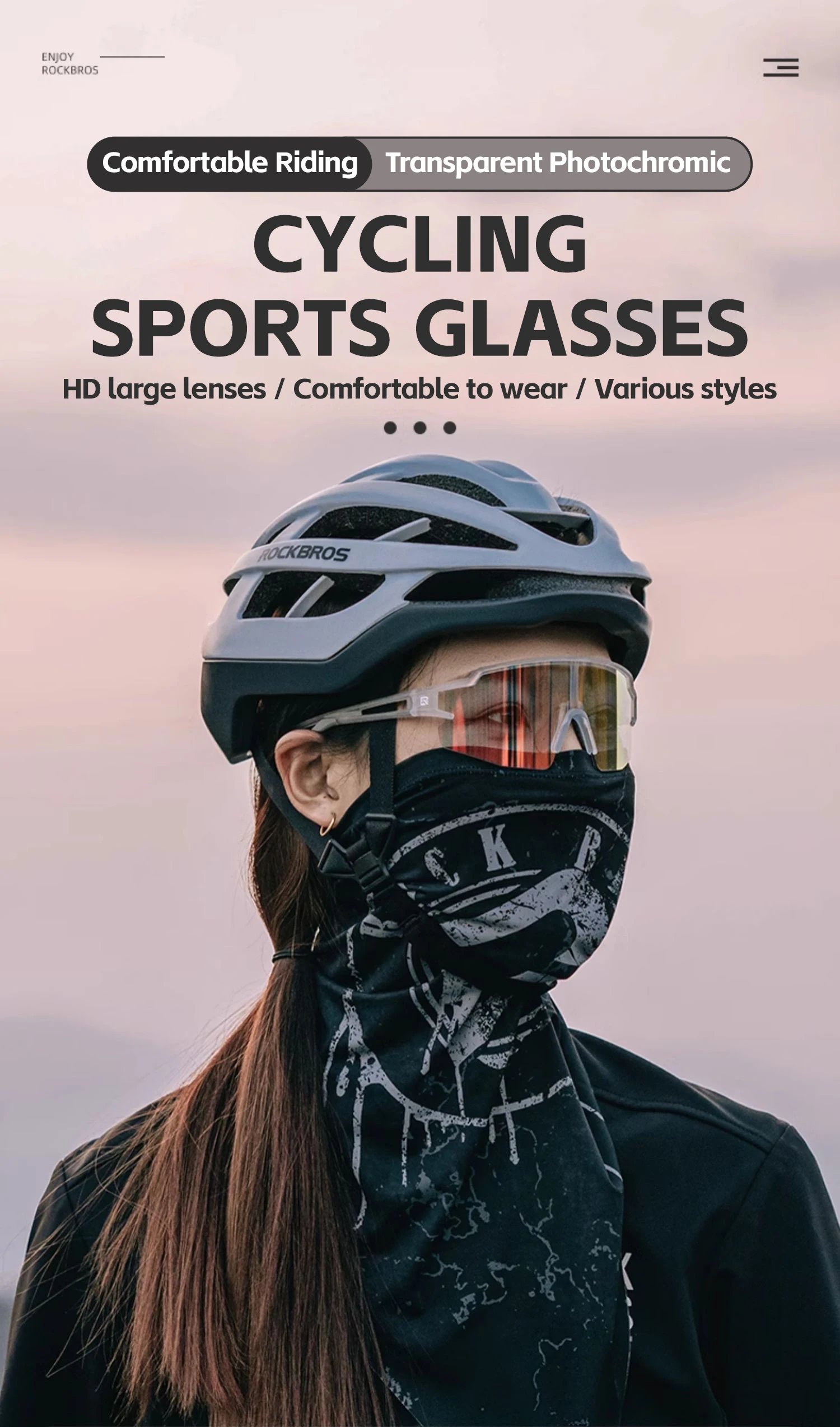 ROCKBROS Photochromic Anit-fog Bicycle Glasses UV400 Sun Protection Bike Sunglasses Sports Run MTB Road Cycling Eyewear Goggles