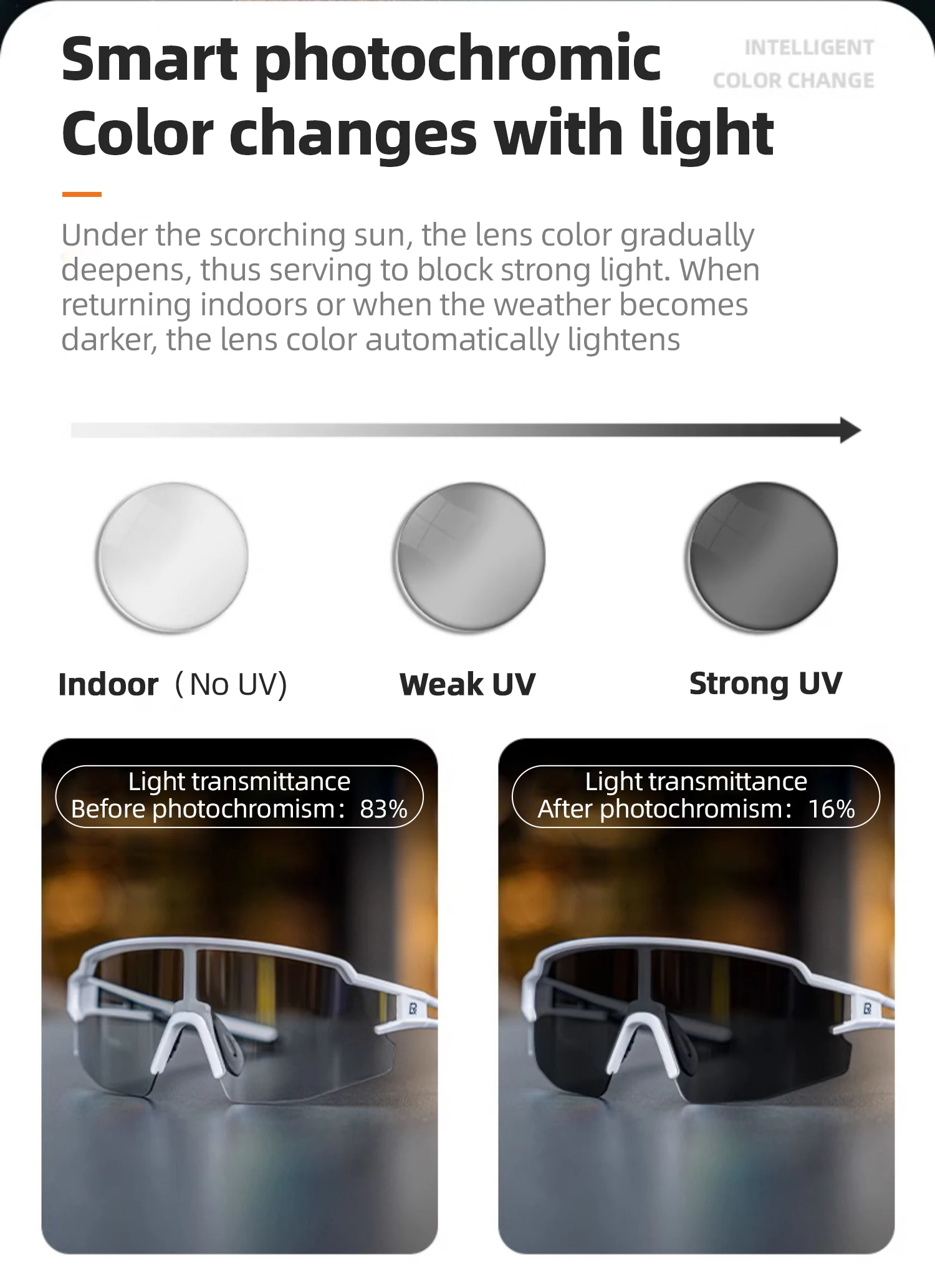 ROCKBROS Photochromic Anit-fog Bicycle Glasses UV400 Sun Protection Bike Sunglasses Sports Run MTB Road Cycling Eyewear Goggles