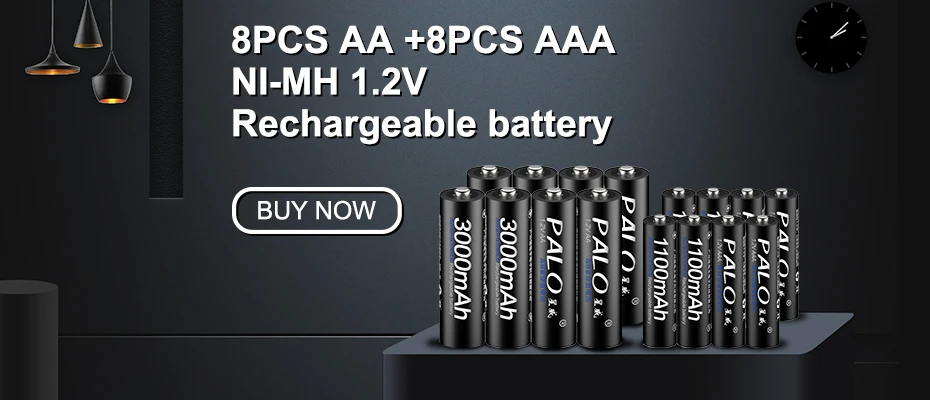 PALO 1.5V AA Lithium Rechargeable Battery 3400mWh Long-Lasting Black Li-ion 2A Batteries for High-Performance Devices