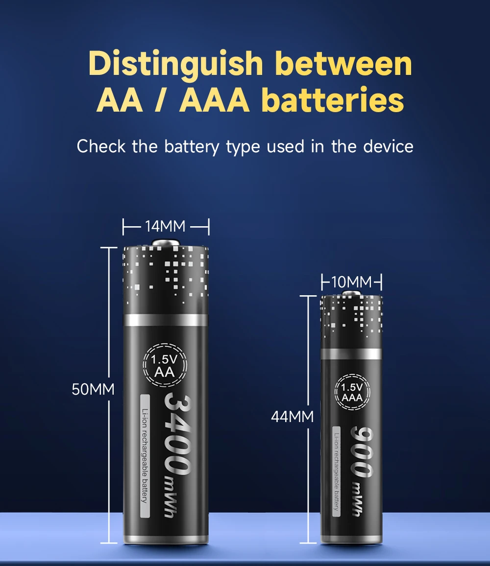 PALO 1.5V AA Lithium Rechargeable Battery 3400mWh Long-Lasting Black Li-ion 2A Batteries for High-Performance Devices