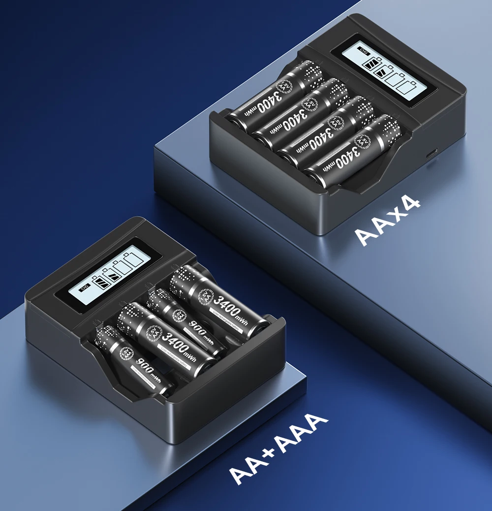 PALO 1.5V AA Lithium Rechargeable Battery 3400mWh Long-Lasting Black Li-ion 2A Batteries for High-Performance Devices