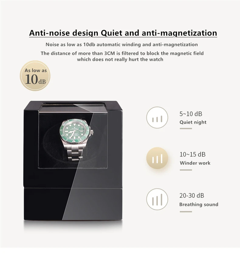 Embers Luxry Wooden Watch Box Single Winder with Glass Storage Automatic Watch Case Battery Powered Shaker Mabuchi Motor