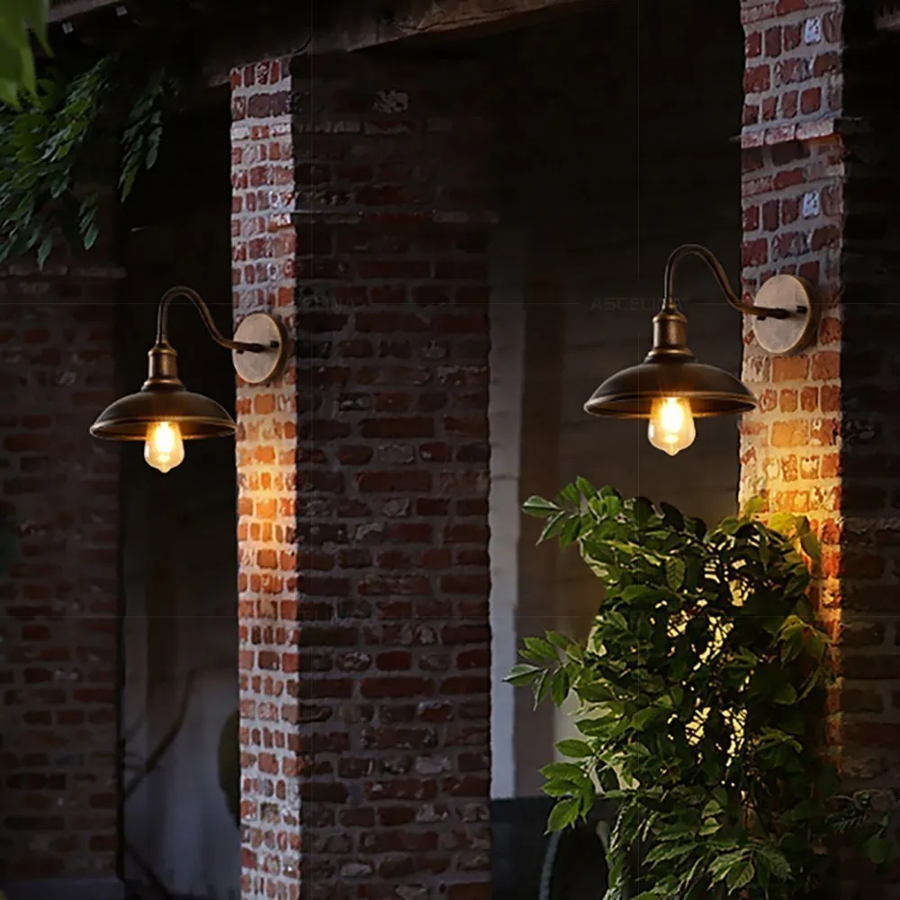 Retro Waterproof LED Wall Lamp Outdoor Courtyard Villa Garden Balcony Corridor Entrance Door E27 Decorative Lighting Fixture