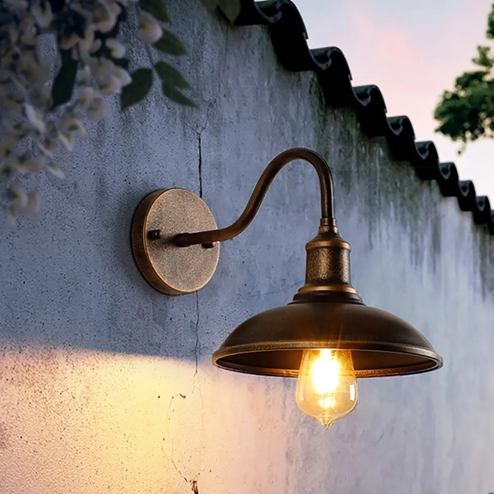 Retro Waterproof LED Wall Lamp Outdoor Courtyard Villa Garden Balcony Corridor Entrance Door E27 Decorative Lighting Fixture
