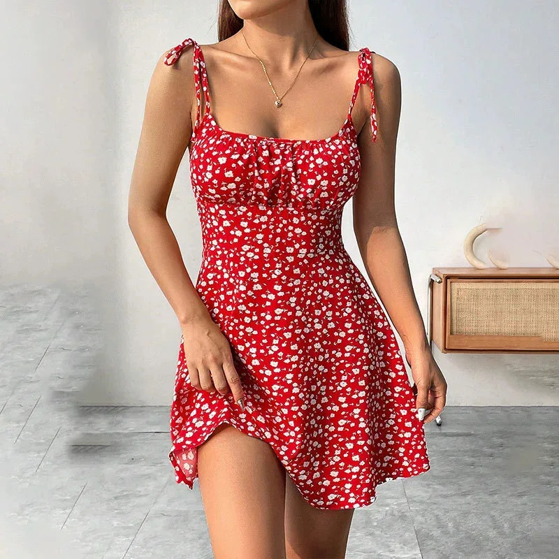 Women's Summer Floral Spaghetti Strap Beach Short Dress,Womens Dresses,Woman Clothing,Woman Clothes,Sundress,New in Dress 2025