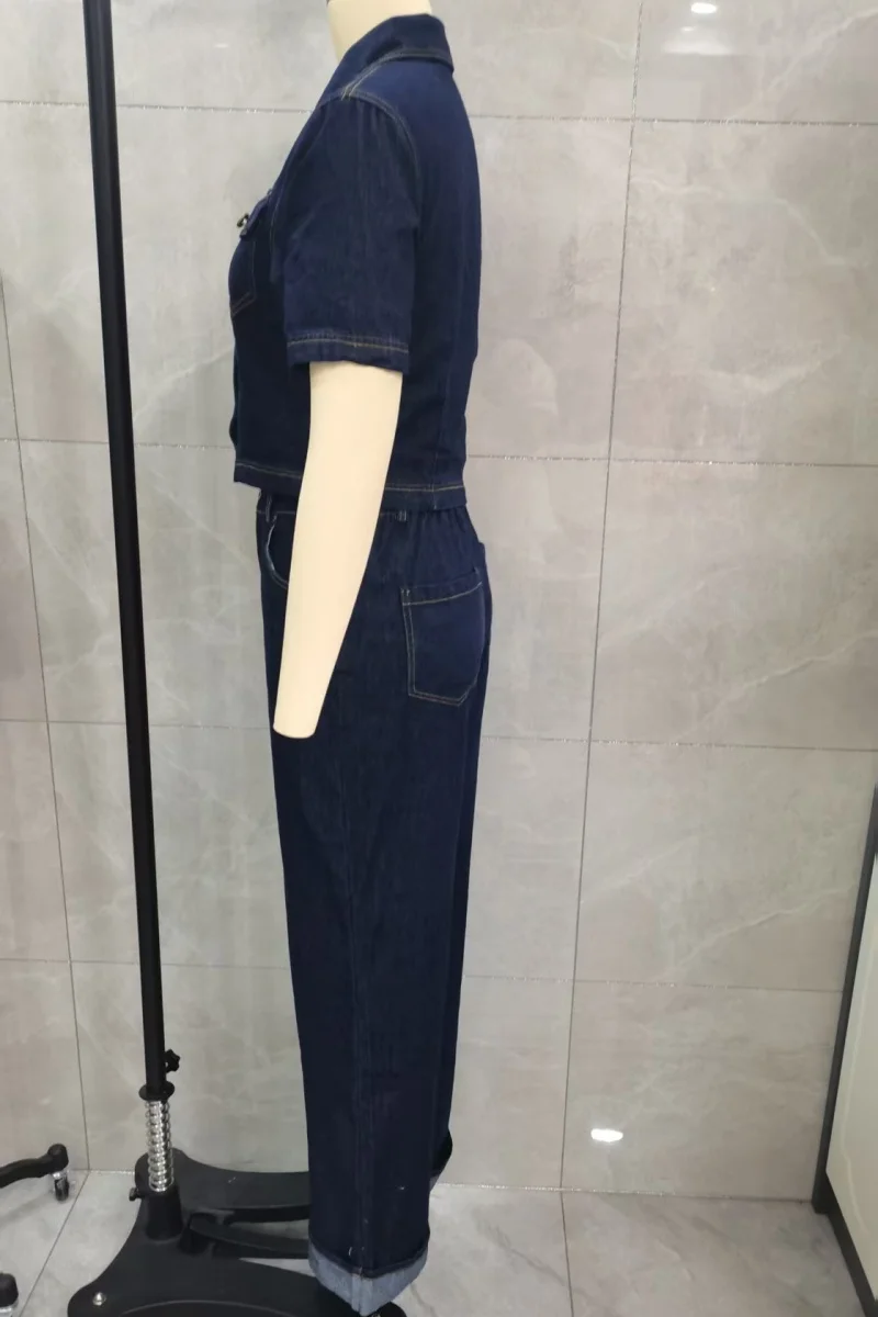Fashion Denim 2 Piece Sets Women Outfits Summer Clothing Women 2026 Half Sleeve Top Straight Jeans Pants Suits Cowboy Woman Sets