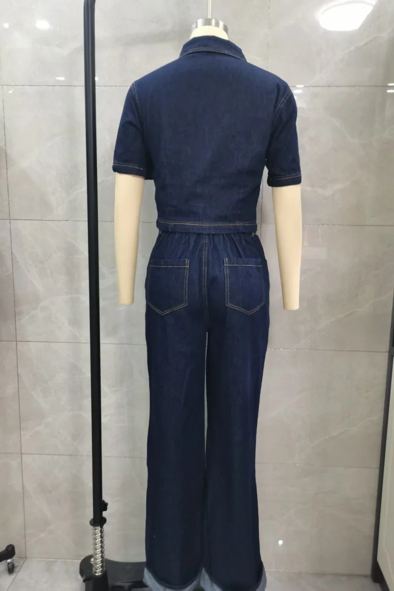 Fashion Denim 2 Piece Sets Women Outfits Summer Clothing Women 2026 Half Sleeve Top Straight Jeans Pants Suits Cowboy Woman Sets