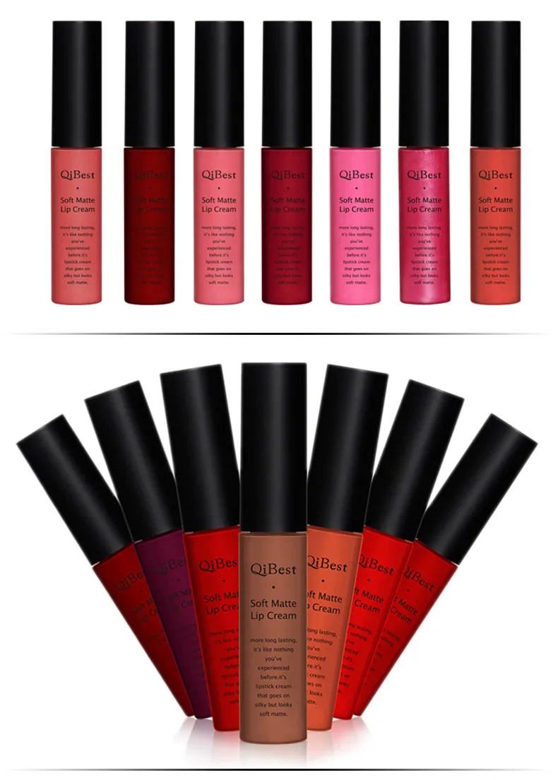 QIBEST Sexy Velvet Matte Lip Gloss Liquid Lipstick Lipgloss Beauty Red Nude Waterproof Long-lasting Lip Stain Makeup For Women