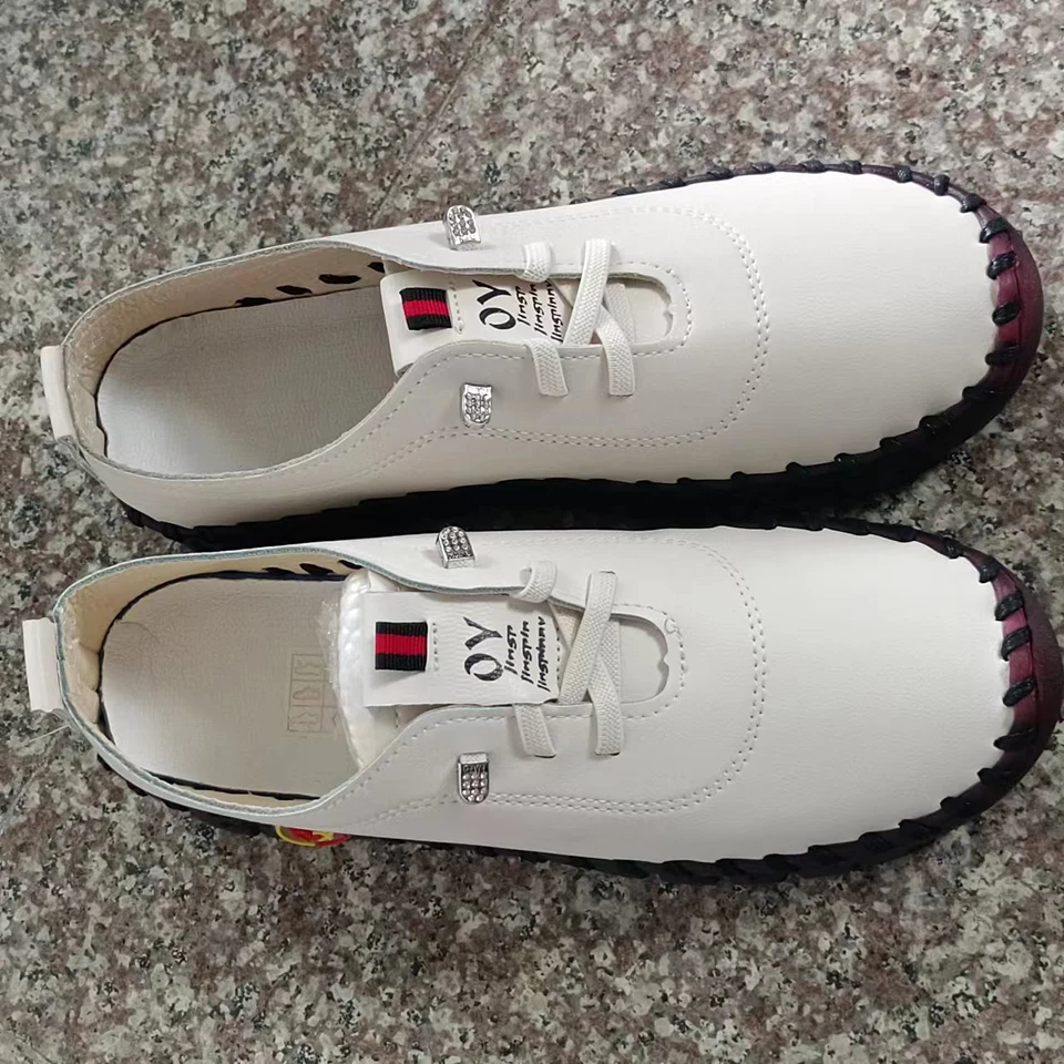 Sneakers Women Shoes Loafers Lace Up Leather Flat New Spring Casual Comfortable Mom Shoe Mujer Zapatos Chaussure Femme