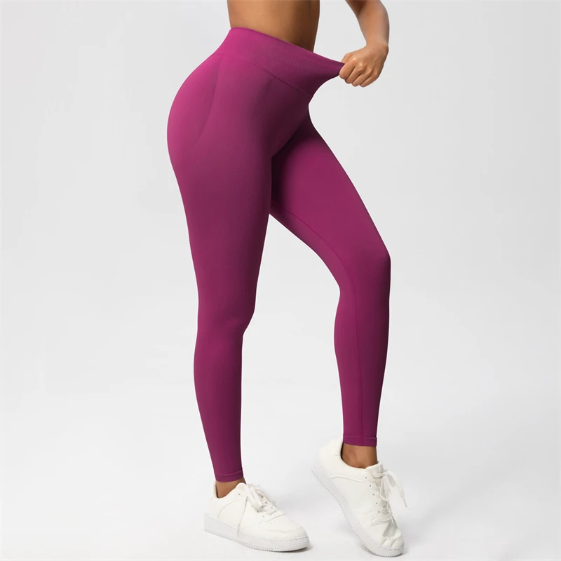 2026 Bum Shaping Leggings Women Seamless Sports Yoga Pants Low Ribbed Band Gym Clothes Fitness Workout Scrunch Butt Tight