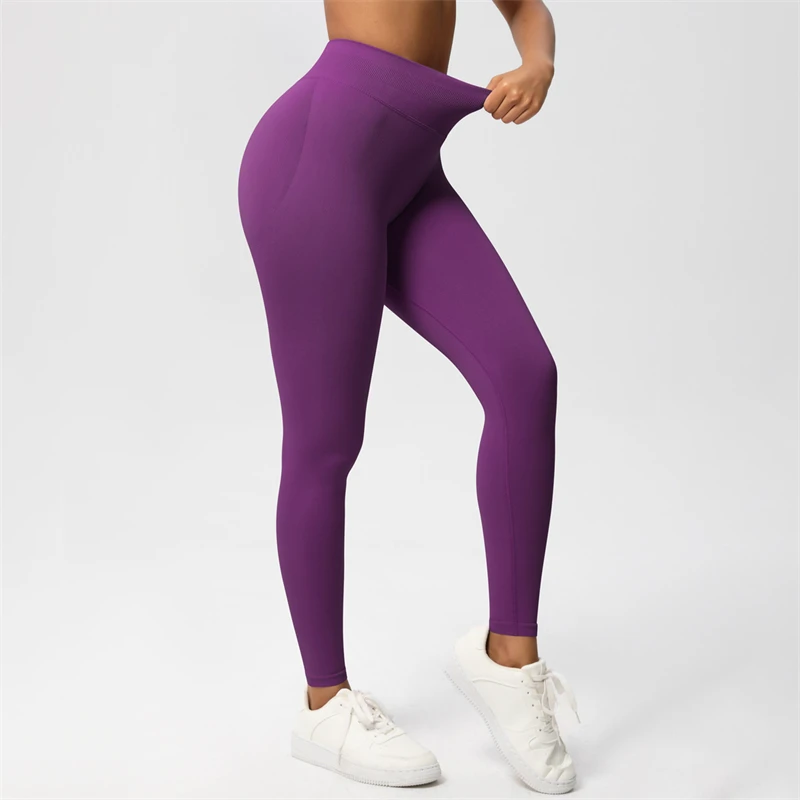 2026 Bum Shaping Leggings Women Seamless Sports Yoga Pants Low Ribbed Band Gym Clothes Fitness Workout Scrunch Butt Tight