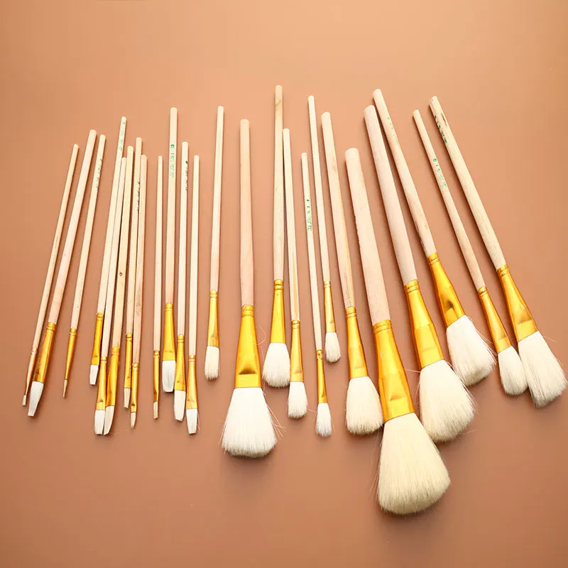 12/24pcs Art Wool Brush Set For Ceramic Glaze/painting Coloring Watercolor Paint Acrylic Craft DIY Painting Pen Art Supplies