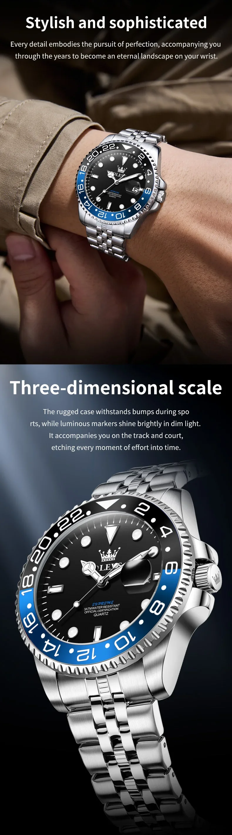 OLEVS 5657 Mens Watch Calendar Quartz Wristwatch 30M Waterproof Luminous Business Men's Hand Clock Watches Men