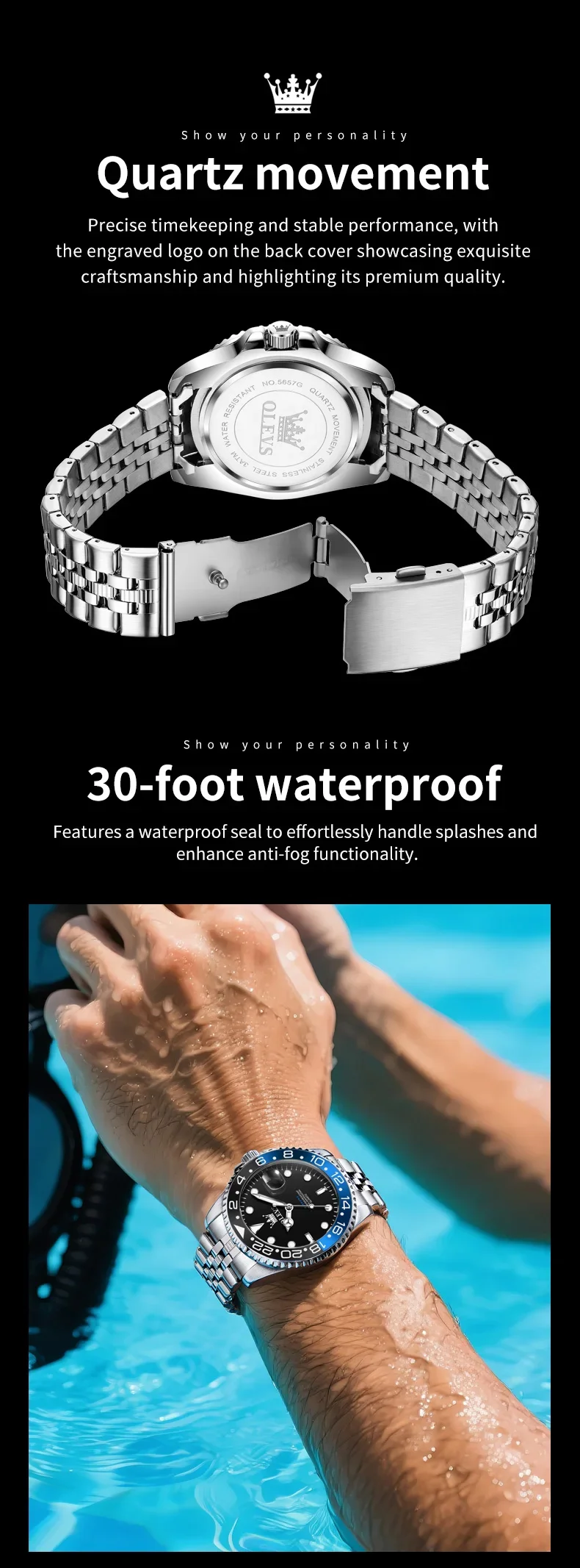 OLEVS 5657 Mens Watch Calendar Quartz Wristwatch 30M Waterproof Luminous Business Men's Hand Clock Watches Men
