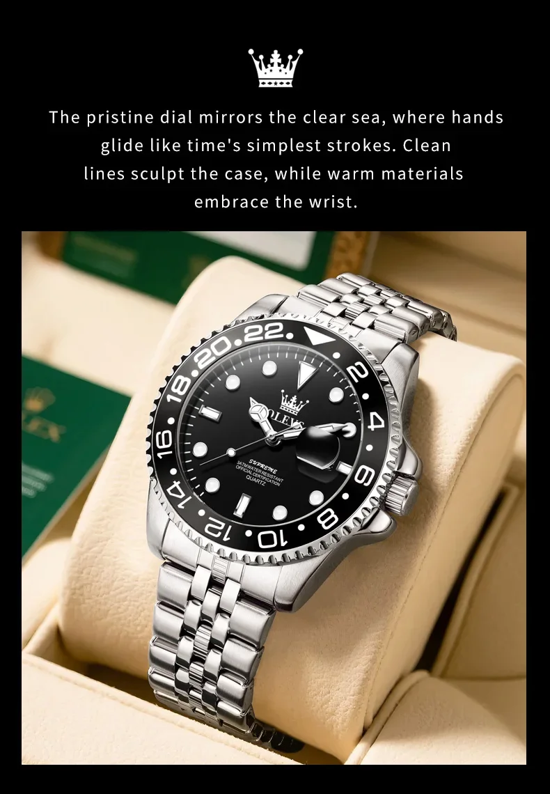OLEVS 5657 Mens Watch Calendar Quartz Wristwatch 30M Waterproof Luminous Business Men's Hand Clock Watches Men
