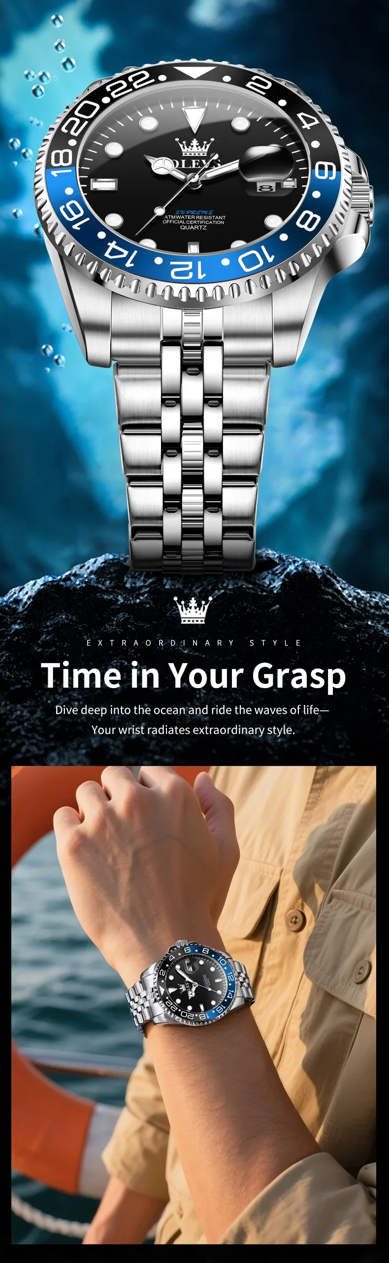 OLEVS 5657 Mens Watch Calendar Quartz Wristwatch 30M Waterproof Luminous Business Men's Hand Clock Watches Men