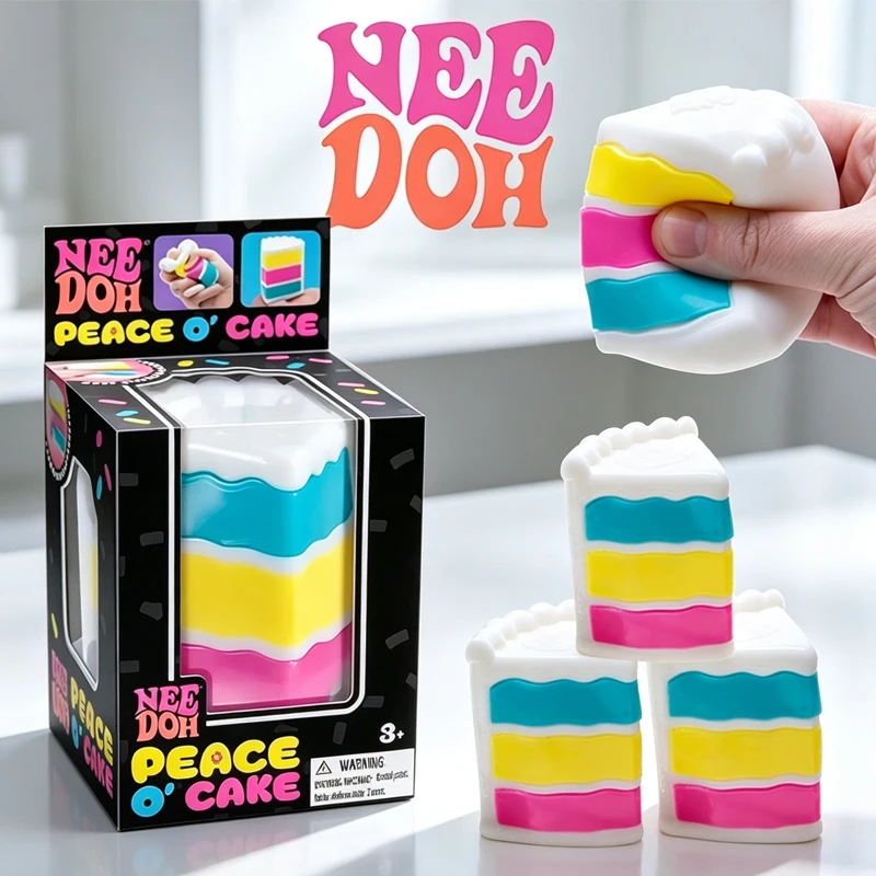 Needoh Peace O' Cake Sensory Toy Soft Non-toxic TPR Stretch Squishy Stress Release Squeeze Toy for Desktop Daily Decompression