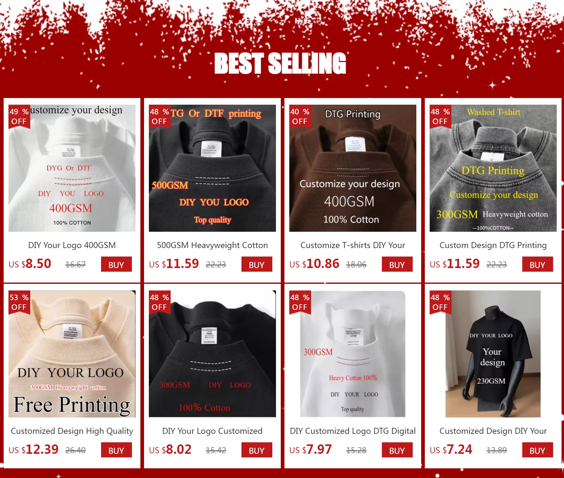 Customized T Shirt DTG Printing 300GSM 100% Cotton Mens T-shirts High Quality Loose Casual Women Tees Personalized Top Workwear