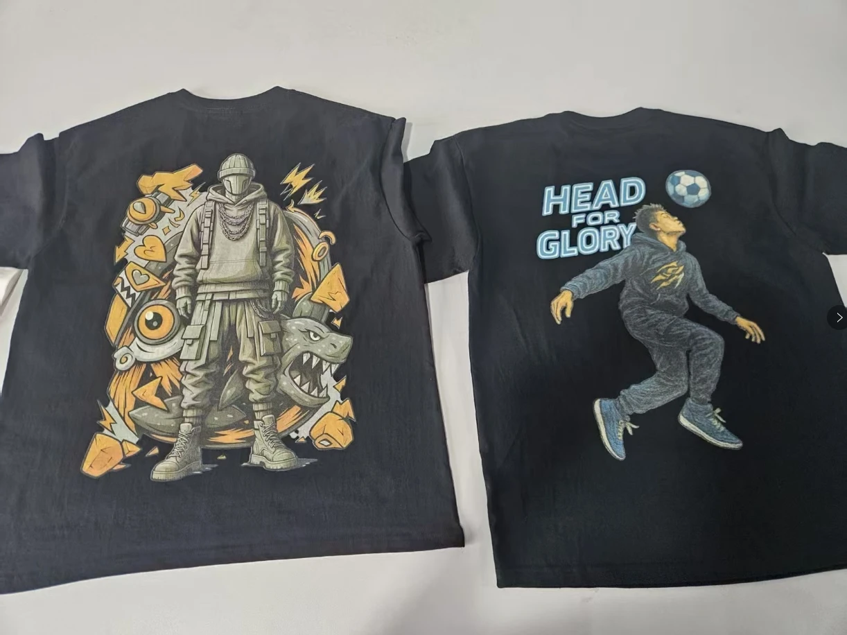 Customized T Shirt DTG Printing 300GSM 100% Cotton Mens T-shirts High Quality Loose Casual Women Tees Personalized Top Workwear