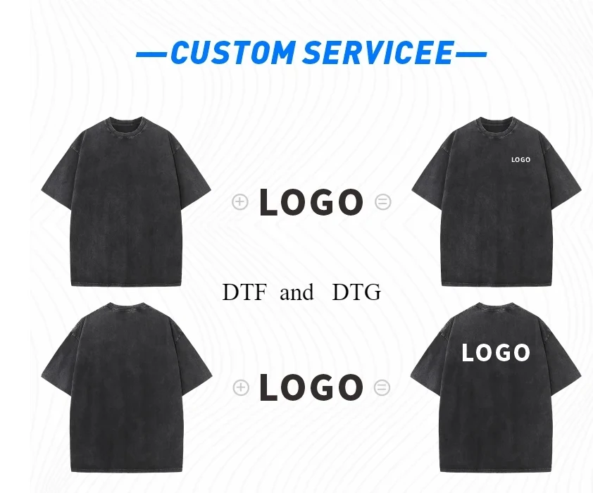 Customized T Shirt DTG Printing 300GSM 100% Cotton Mens T-shirts High Quality Loose Casual Women Tees Personalized Top Workwear