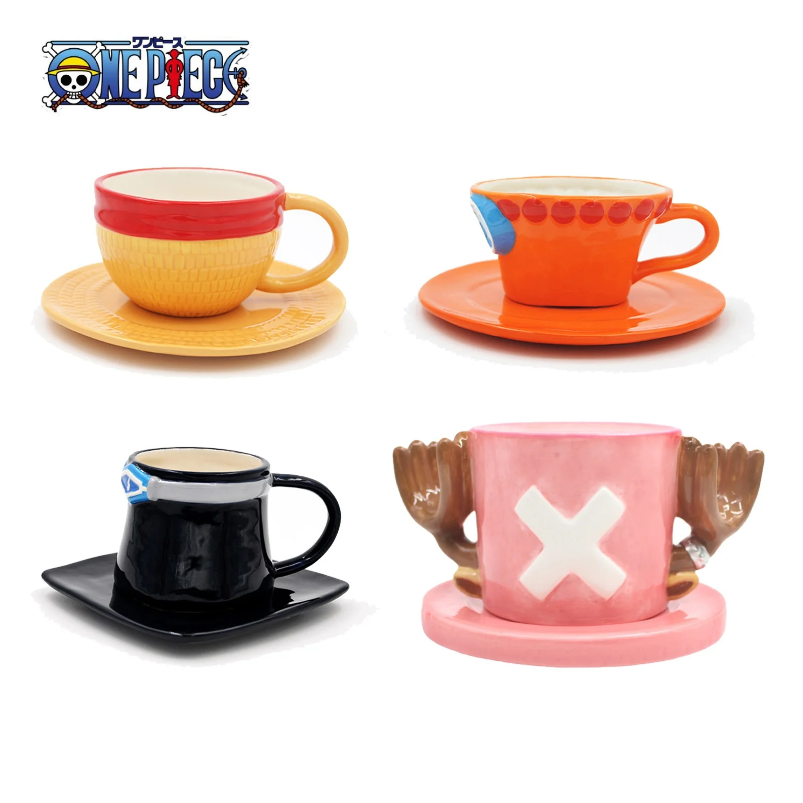 Anime One Piece Cosplay Ceramics Mug Water Cup Creative Luffy Ace Sabo Three Brothers Hat Shaped Coffee Milk Cup Ornament Gifts