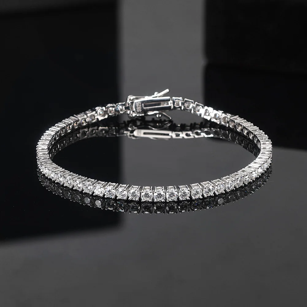 2MM-6MM D VVS1 Moissanite Tennis Bracelets 925 Sterling Silver for Women Man Exquisite Wedding Jewelry Accessories Fashion Gift