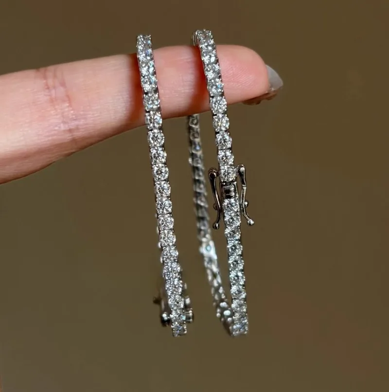 2MM-6MM D VVS1 Moissanite Tennis Bracelets 925 Sterling Silver for Women Man Exquisite Wedding Jewelry Accessories Fashion Gift