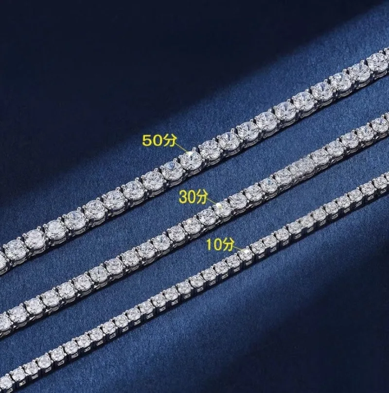 2MM-6MM D VVS1 Moissanite Tennis Bracelets 925 Sterling Silver for Women Man Exquisite Wedding Jewelry Accessories Fashion Gift