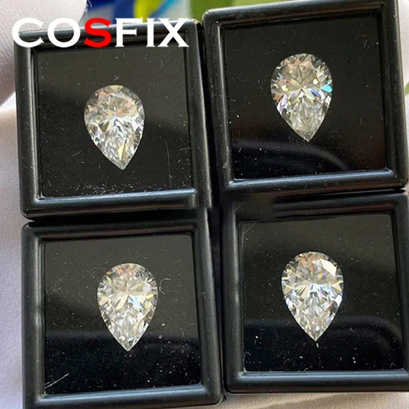 COSFIX 0.1-13ct Rare Pear Cut Moissanite Loose Stone Real D Color VVS1 Lab Grown Super White Certified Pear Moissanite Diamonds