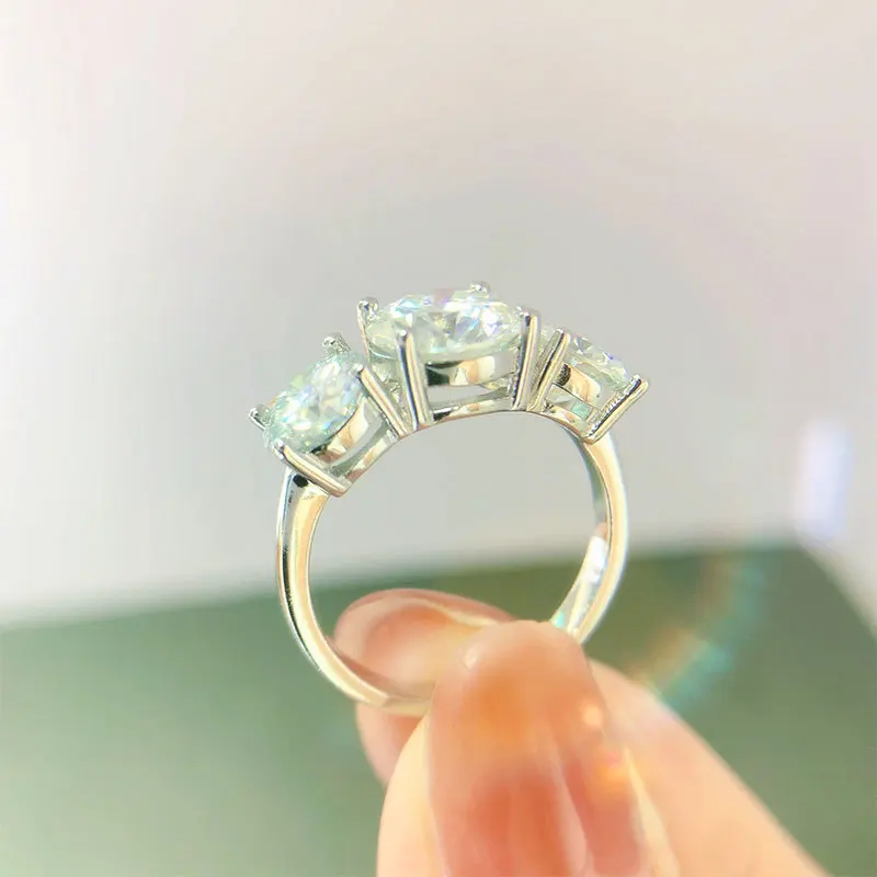 COSFIX Round Cut Moissanite Rings For Women 0.1ct-5ct Women Moissanite Row Ring Luxury 2023 Women's Full Moissanite Ring Gift