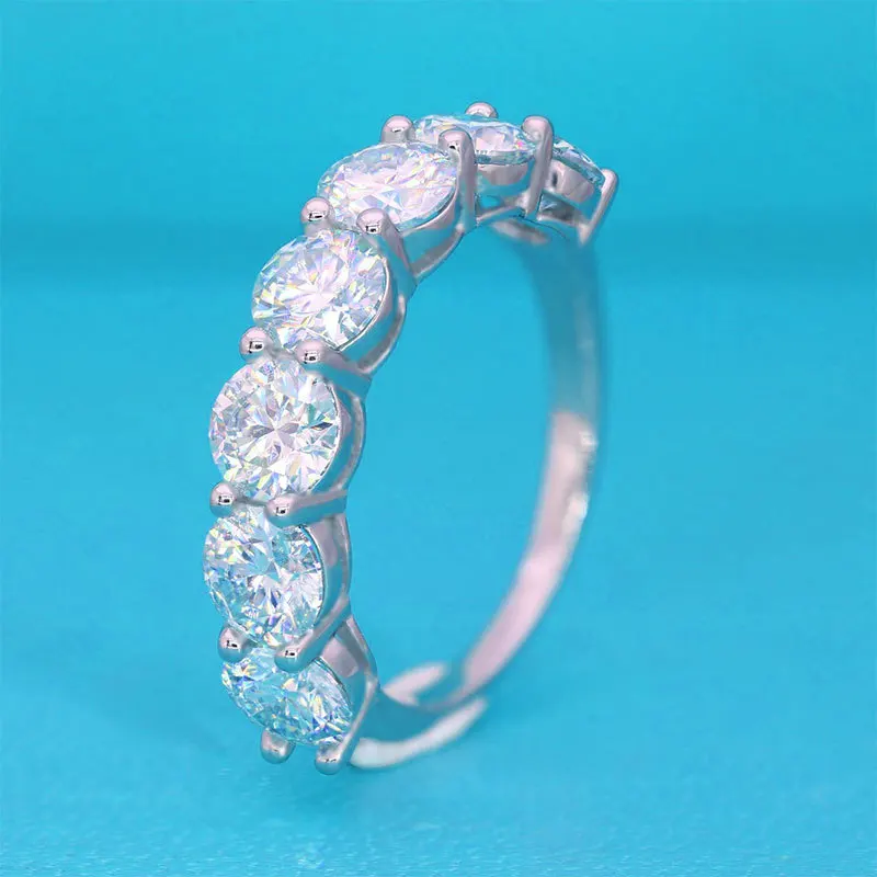 COSFIX Round Cut Moissanite Rings For Women 0.1ct-5ct Women Moissanite Row Ring Luxury 2023 Women's Full Moissanite Ring Gift