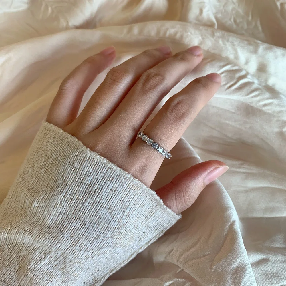 COSFIX Round Cut Moissanite Rings For Women 0.1ct-5ct Women Moissanite Row Ring Luxury 2023 Women's Full Moissanite Ring Gift