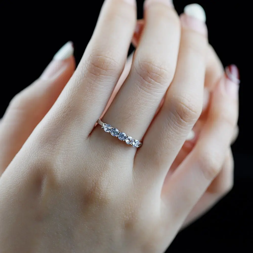 COSFIX Round Cut Moissanite Rings For Women 0.1ct-5ct Women Moissanite Row Ring Luxury 2023 Women's Full Moissanite Ring Gift