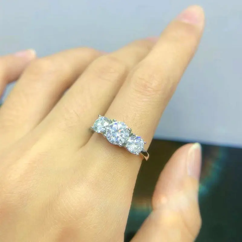 COSFIX Round Cut Moissanite Rings For Women 0.1ct-5ct Women Moissanite Row Ring Luxury 2023 Women's Full Moissanite Ring Gift