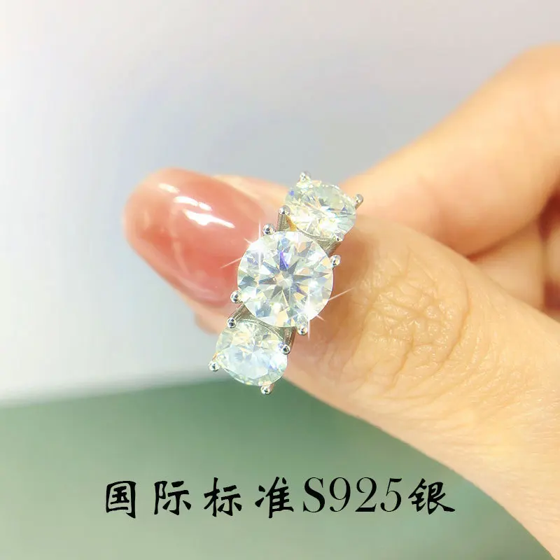 COSFIX Round Cut Moissanite Rings For Women 0.1ct-5ct Women Moissanite Row Ring Luxury 2023 Women's Full Moissanite Ring Gift