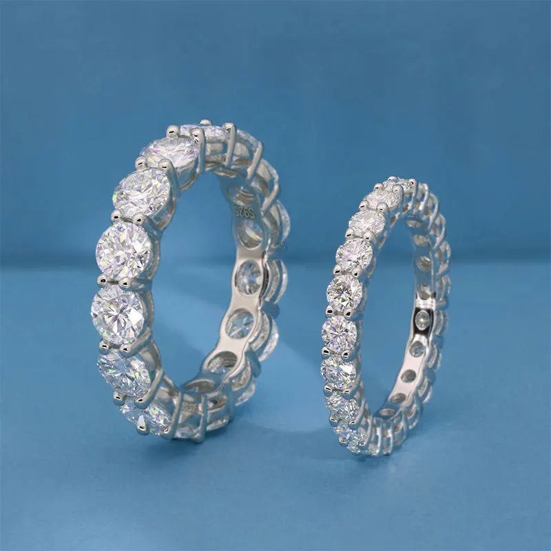 COSFIX Round Cut Moissanite Rings For Women 0.1ct-5ct Women Moissanite Row Ring Luxury 2023 Women's Full Moissanite Ring Gift