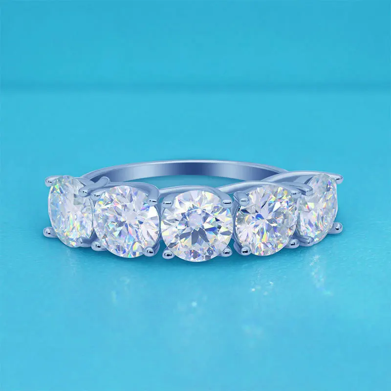 COSFIX Round Cut Moissanite Rings For Women 0.1ct-5ct Women Moissanite Row Ring Luxury 2023 Women's Full Moissanite Ring Gift