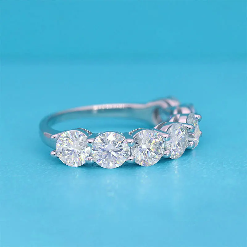COSFIX Round Cut Moissanite Rings For Women 0.1ct-5ct Women Moissanite Row Ring Luxury 2023 Women's Full Moissanite Ring Gift