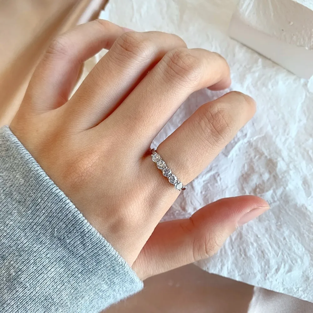 COSFIX Round Cut Moissanite Rings For Women 0.1ct-5ct Women Moissanite Row Ring Luxury 2023 Women's Full Moissanite Ring Gift