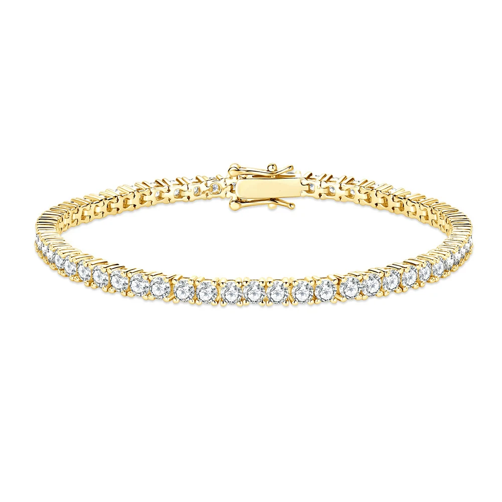 IOGOU 3mm Round Moissanite Full Tennis Bracelets 14k Gold Filled Bracelet for Women Men Couples GRA Certified Sparkling Jewelry