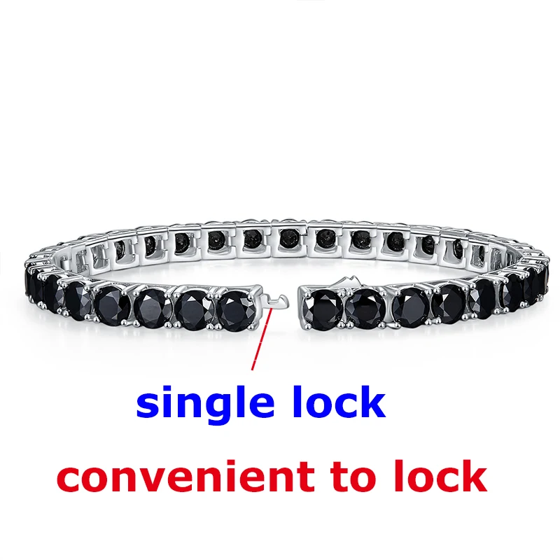 DJMAX 4-6.5mm Full BlacK Moissanite Tennis Bracelet For women Original 925 Sterling Silver Man Moissanite Tennis Chain New 2023
