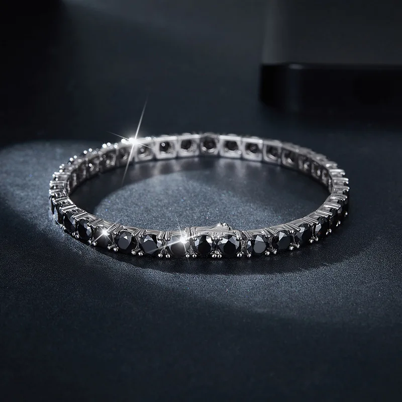 DJMAX 4-6.5mm Full BlacK Moissanite Tennis Bracelet For women Original 925 Sterling Silver Man Moissanite Tennis Chain New 2023