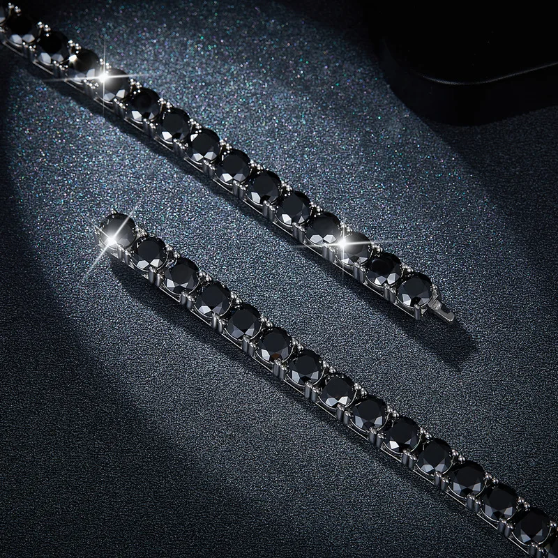 DJMAX 4-6.5mm Full BlacK Moissanite Tennis Bracelet For women Original 925 Sterling Silver Man Moissanite Tennis Chain New 2023