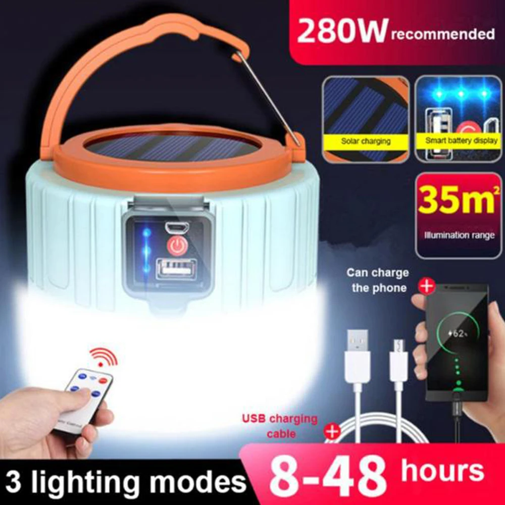 LED Camping Light Rechargeable Waterproof Portable Outdoor Hiking Emergency Lights Bright Tent Lamp Lantern Flashlight Camping