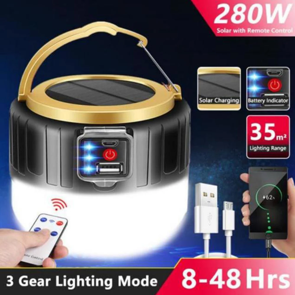 LED Camping Light Rechargeable Waterproof Portable Outdoor Hiking Emergency Lights Bright Tent Lamp Lantern Flashlight Camping